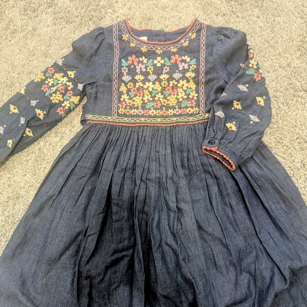 Monsoon Chambray Embroidered Dress